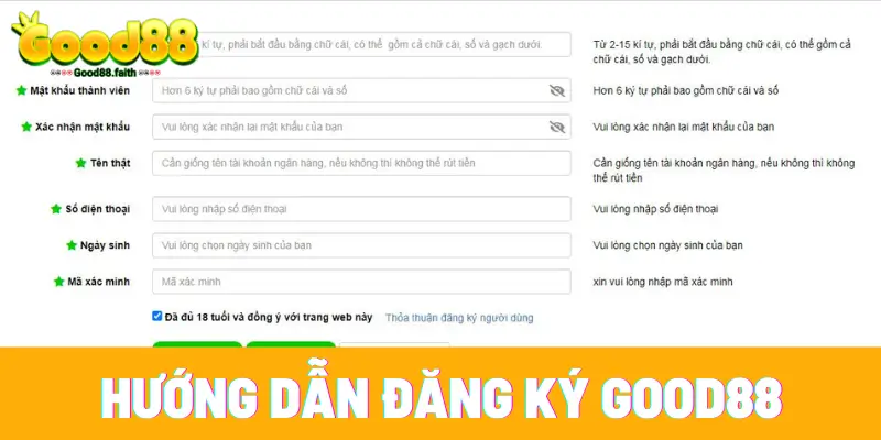 Đăng Ký Good88 - Thao Tác Đơn Giản Hoàn Tất Trong 1 Phút 2 3 bước mở tài khoản Good88