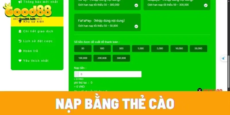 Thẻ cào điện thoại tại Good88