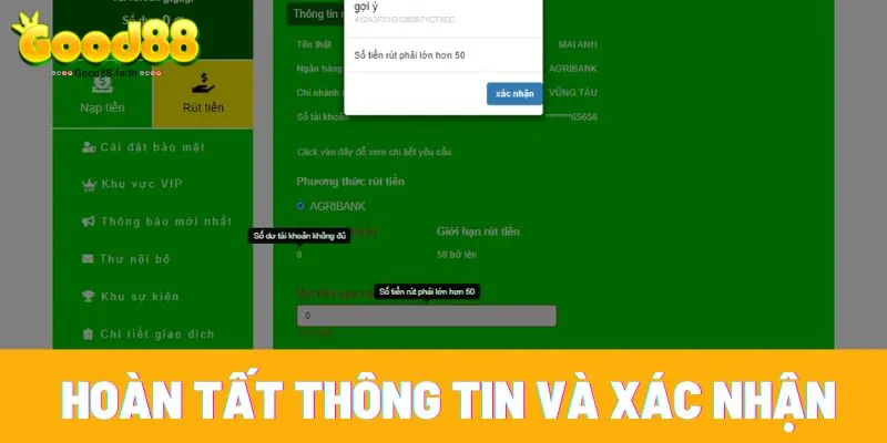Hệ thống sẽ yêu cầu bạn điền số tiền muốn chuyển