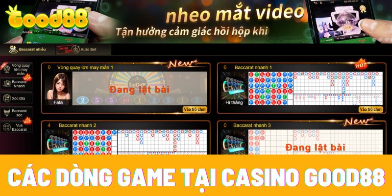 Các dòng game được yêu thích nhất sòng bài Good88